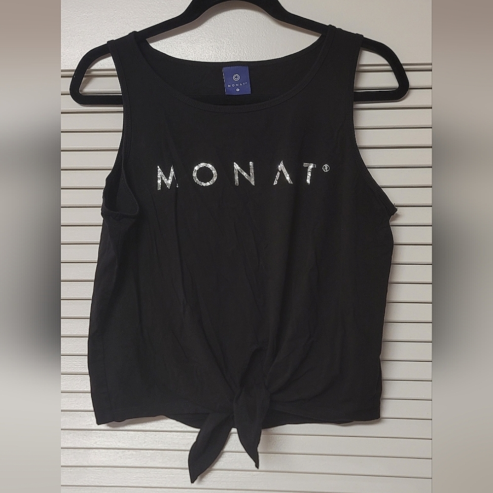 Monat - Black & Silver Oversized Sleeveless Top With Tie
